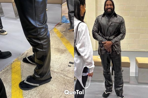 Kanye West aparece en flip flops con diamantes en el desfile de Burberry